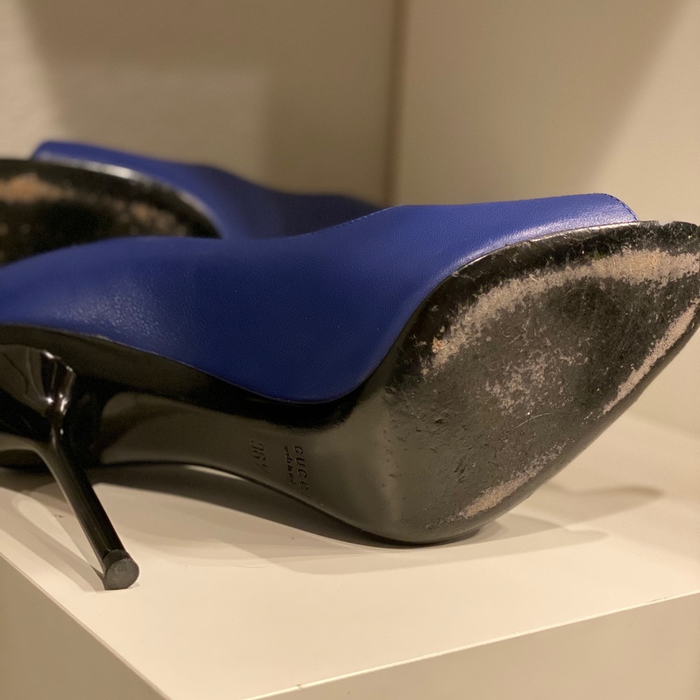 GUCCI - Parisian blue leather peep toe - Picture 6 of 6